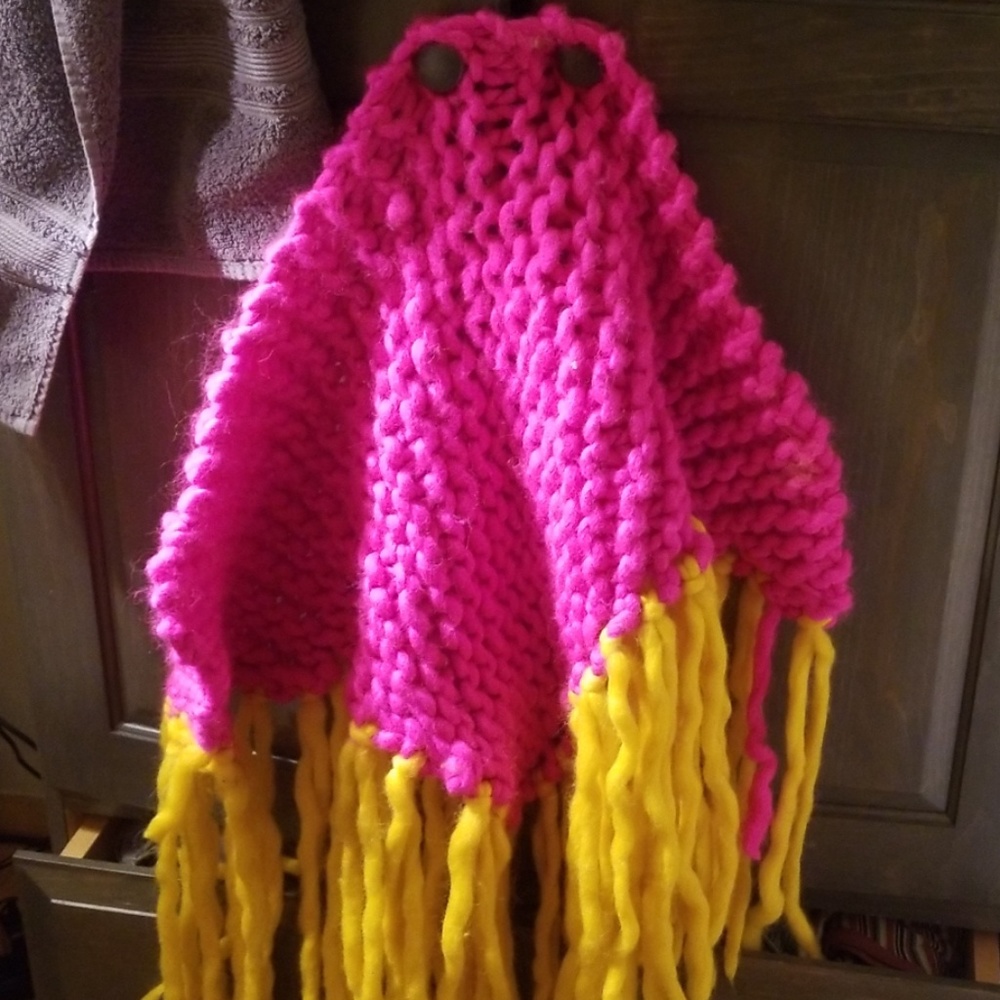Oversized chunky shawl in vibrant colors